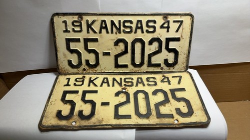1947 kansas license plate - kansas, pair