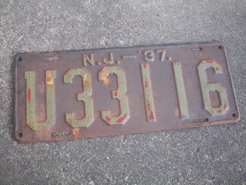 1937 new jersey license plate - 1937,