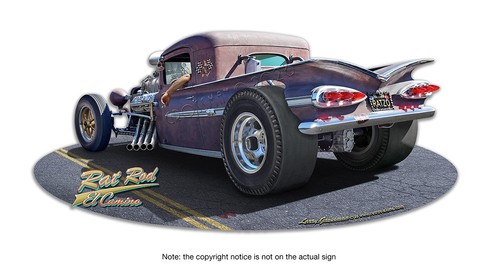 Rat rod camino metal sign - camino,