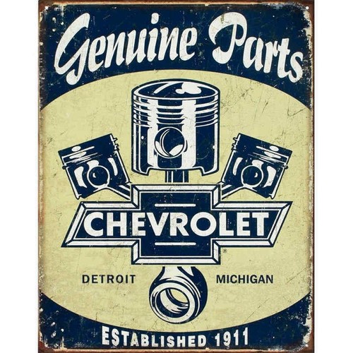 Genuine chevy parts tin sign - chevy,