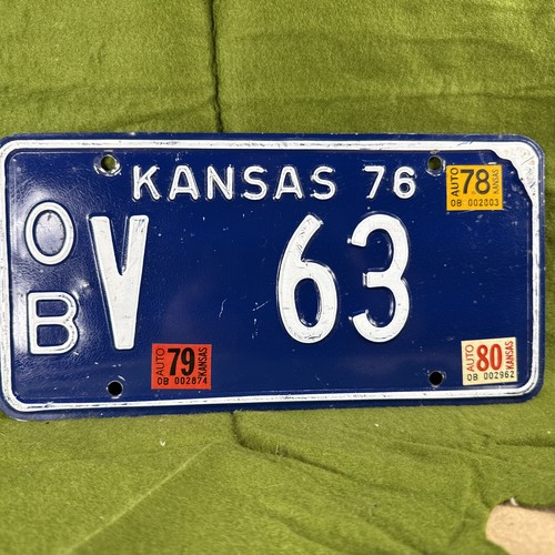1976 kansas license plate v - ob,