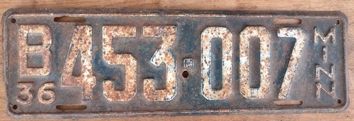 1936 minnesota license - license, plate