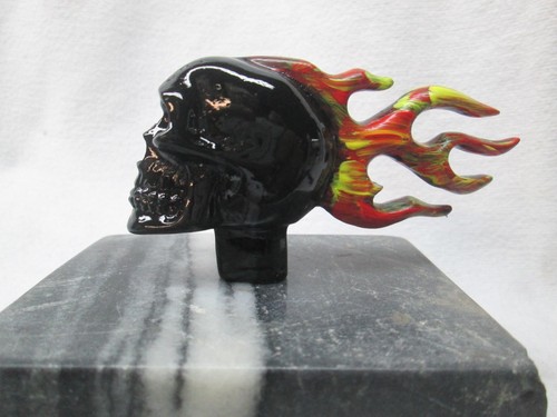 Flaming skull hand painted - flaming,