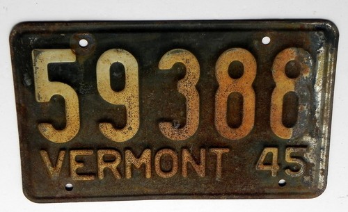 Vermont 1945 auto license - vermont,
