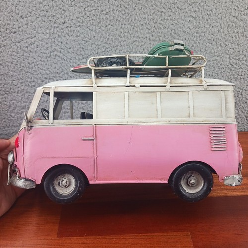 Retro pink tinplate metal - pink, vw