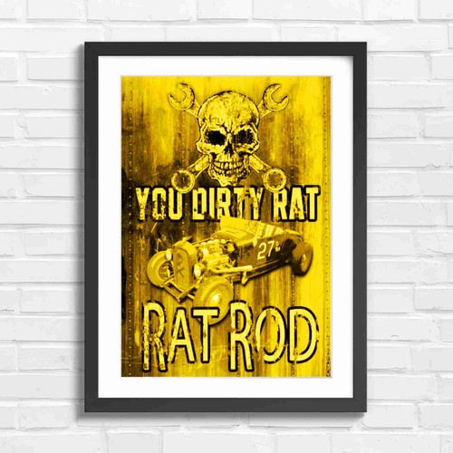 Vintage rat rod skull art - rod,