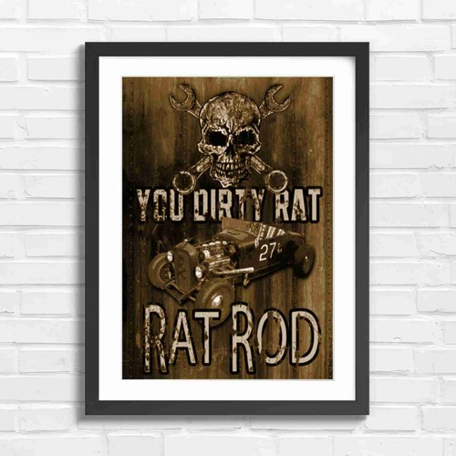 Vintage rat rod skull art - vintage,