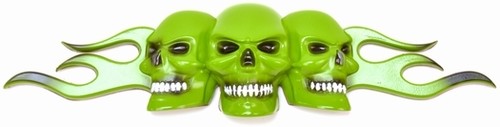 Green flaming skull - green,