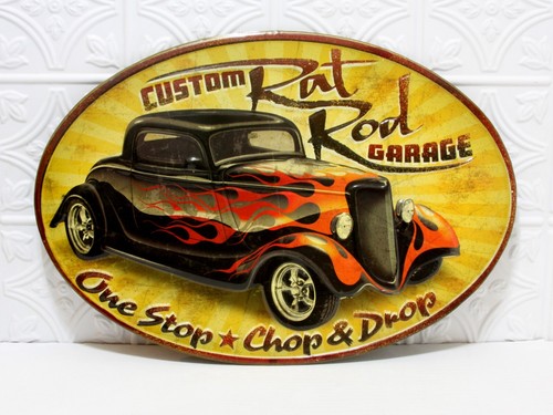 Tin metal sign custom rat - tin, rod